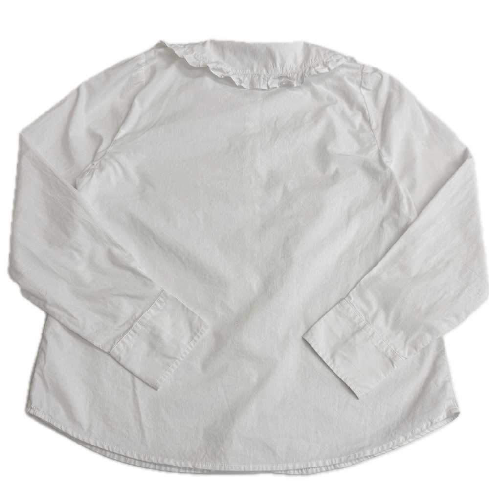 J.Crew Blouse Womens 6 White Peter Pan Collar Ruffle Organic Cotton BT732 - Picture 3 of 10